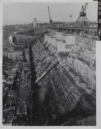 (NIAGARA FALLS--ENERGY) Pair of albums with approximately 178 photographs of the construction of the Robert Moses Niagara Power Plant.